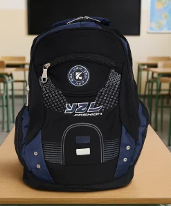Rucsac sport cu buzunare laterale si fermoare Sport NegruAlbastru - RS01