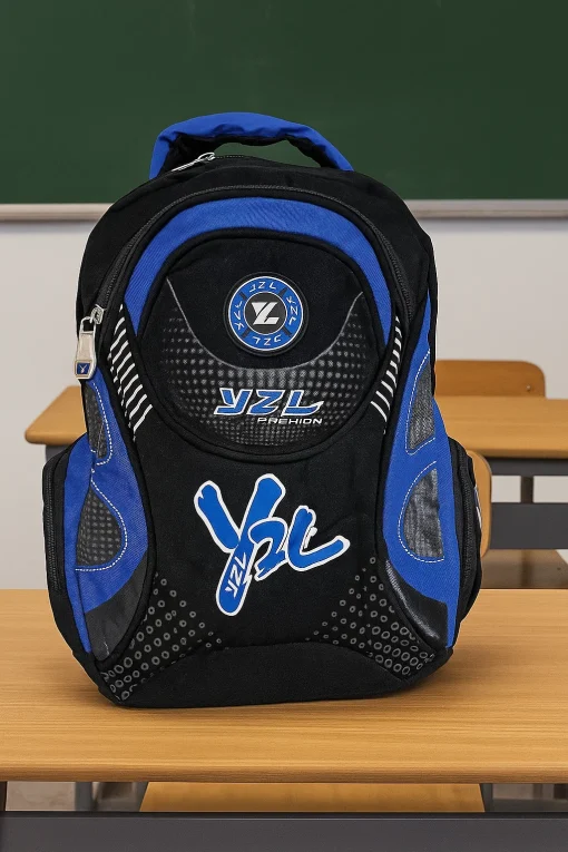 Rucsac sport cu buzunare laterale si fermoare Sport Negru/Sky – RS02