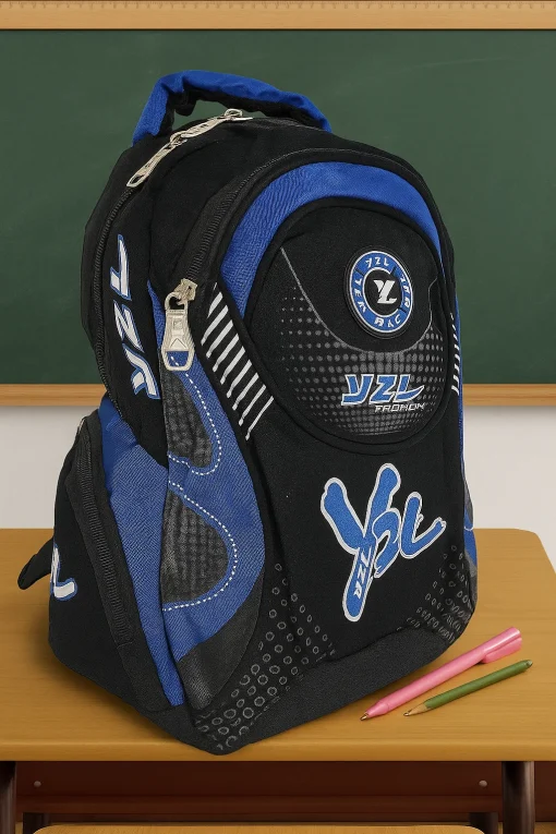 Rucsac sport cu buzunare laterale si fermoare Sport NegruSky – RS02 (3) Rucsac sport cu buzunare laterale si fermoare Sport Negru/Sky – RS02