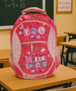 Ghiozdan Scolar cu buzunare laterale si fermoare Flower Roz, 43x30x16 Mare –GSF1