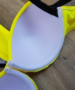 Costum de baie cu slip clasic si sutien cu balene metalice Paris galben