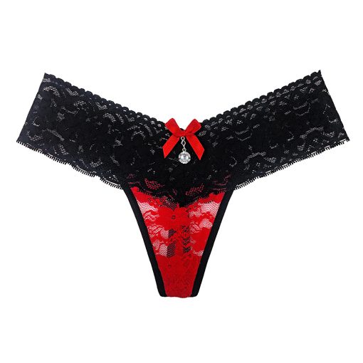 Bikini tanga din dantela rosu/negru Paris