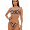 Costum de baie cu slip tanga si print Leopard