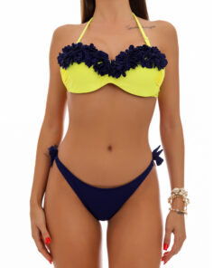 Costum de baie cu push-up si slip brazilian Mojito GalbenAlbastru