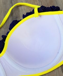 Costum de baie cu push-up si slip brazilian Mojito Galben/Albastru