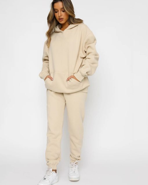 Compleu trening gros 2 piese over size Crem Fashion