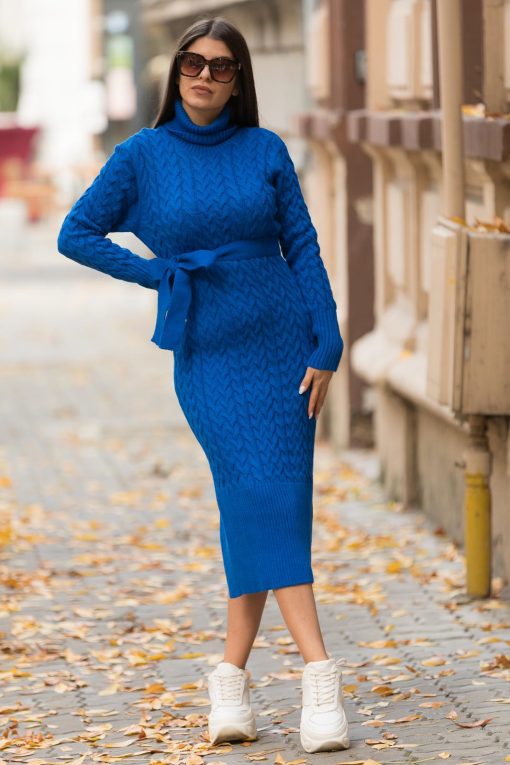 Rochie tricotata lunga Lavinia Blue