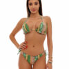 Costum de baie cu slip brazilian si imprimeu Hawaii