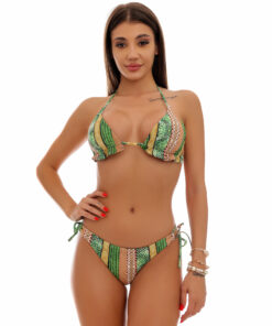 Costum de baie cu slip brazilian si imprimeu Hawaii