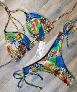 Costum de baie cu slip brazilian si imprimeu Jungle