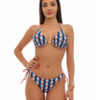 Costum de baie cu slip brazilian si imprimeu carouri Carola