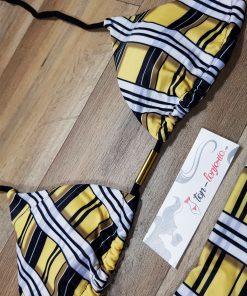 Costum de baie cu slip brazilian si imprimeu carouri Indonezia