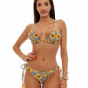 Costum de baie cu slip brazilian si imprimeu flori Jennifer