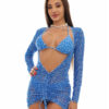 Set Costum de baie cu slip clasic si rochita Sicilia Blue