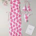 Set 3 pise Costum de baie si rochita Sexy on the Beach Frunze Roz