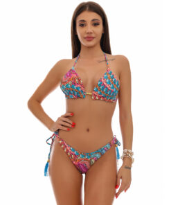 Costum de baie cu slip brazilian si imprimeu Fabiola