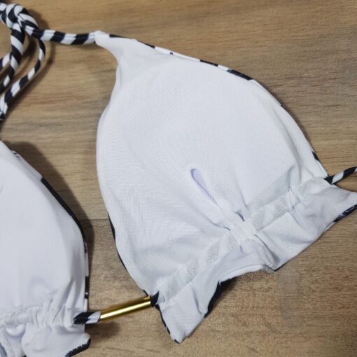 Costum de baie cu slip brazilian si imprimeu albnegru Palmier
