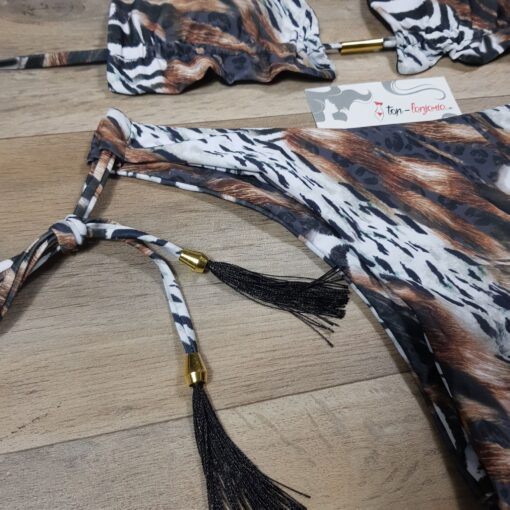 Costum de baie cu slip brazilian si imprimeu animal print Oana