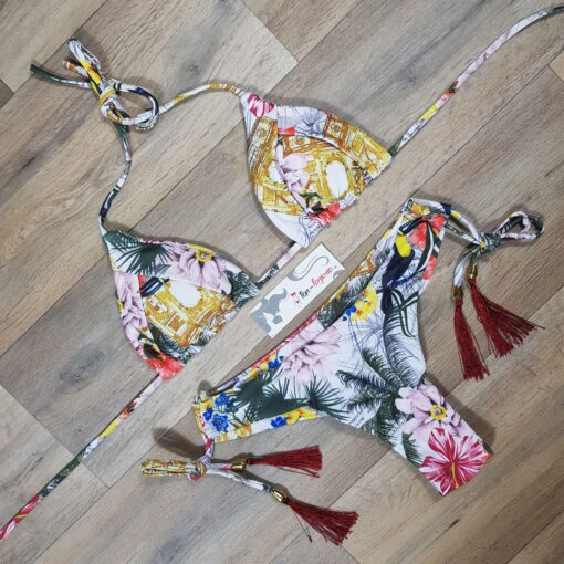 Costum de baie cu slip brazilian si imprimeu floral Marymar