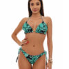 Costum de baie cu slip brazilian si imprimeu frunze Firenze