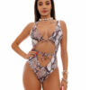 Costum de baie intreg cu imprimeu Acapulco Snake Print Maro