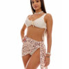 Set 3 pise Costum de baie cu slip clasic si esarfa Nude Valeria