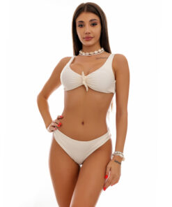 Set 3 pise Costum de baie cu slip clasic si esarfa Nude Valeria