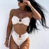 Costum de baie cu talie inalta si catarame Euforia Ivory