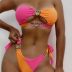 Costum de baie cu slip brazilian si pietre Londra Orange/Roz