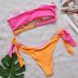 Costum de baie cu slip brazilian si pietre Londra Orange/Roz