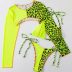 Costume de baie cu slip brazilian 3 piese Verde Neon Bombshell
