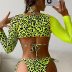 Costume de baie cu slip brazilian 3 piese Verde Neon Bombshell