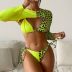 Costume de baie cu slip brazilian 3 piese Verde Neon Bombshell