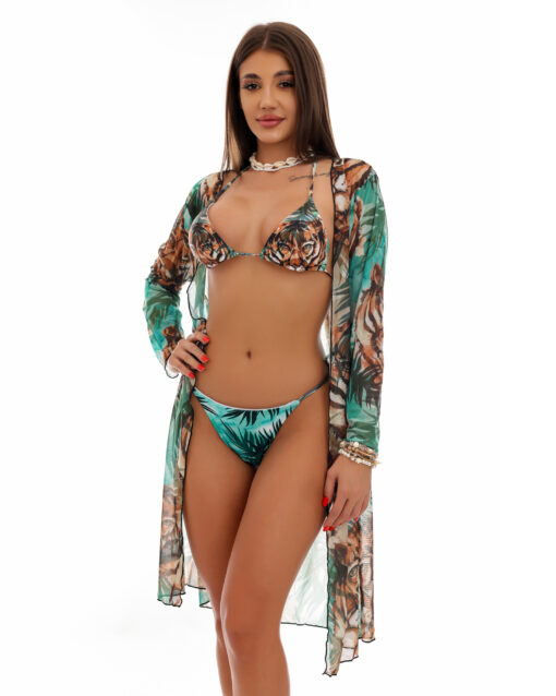 Set Costum de baie si Cardigan cu imprimeu Panthera Tigris