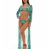 Set Costum de baie si Cardigan cu imprimeu palmier Sea Breeze