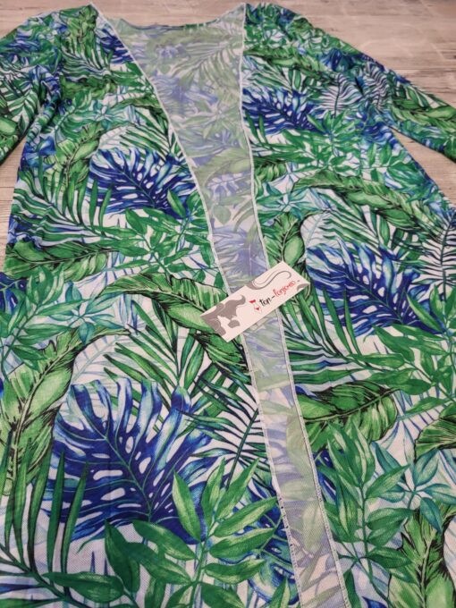 Set Costum de baie si Cardigan cu imprimeu palmier Sea Breeze