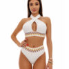 Costum de baie cu slip brazilian si talie inalta Herper Alb