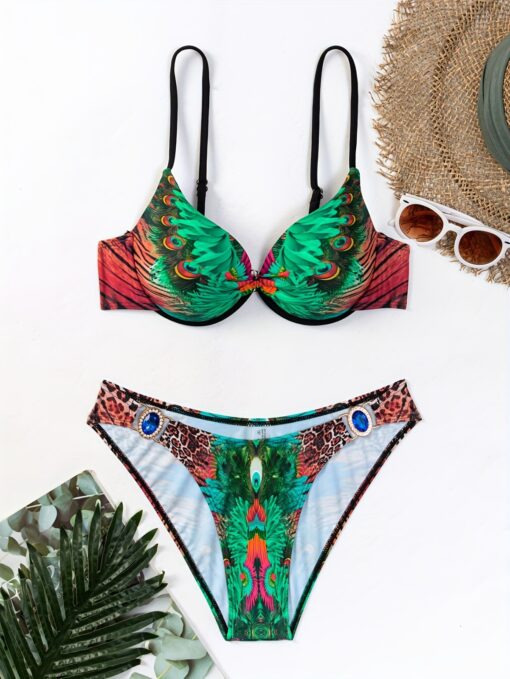 Costum de baie cu print multicolor Phoenix-PX10