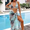 Set 3 piese Costum de baie si esarfa Metalica Blue