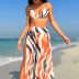 Set trei piese Costum de baie si pantaloni Orient Crem