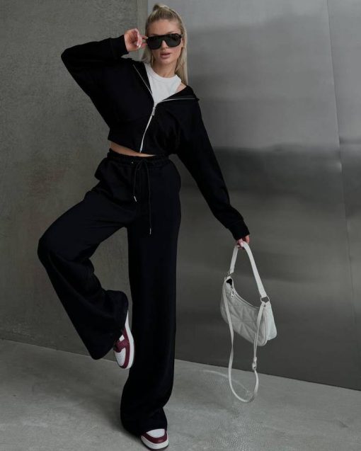 Compleu trening gros 2 piese over size Adele Negru- AD03
