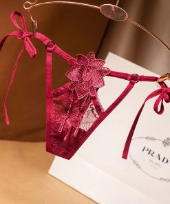 Bikini din dantela reglabili in lateral Bordo -BD01